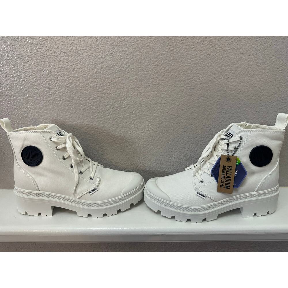 Palladium Pallabase Twill Chunky Platform Boots Star White | Women's 8.5 | NIB